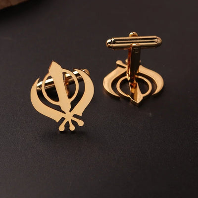 1Pair  Stainless Steel Cufflinks Men  Cuff ButtonLion Eagle Cross Sikh Symbol  For Wedding Shirt Badge Pin Business Shirt Cuffli
