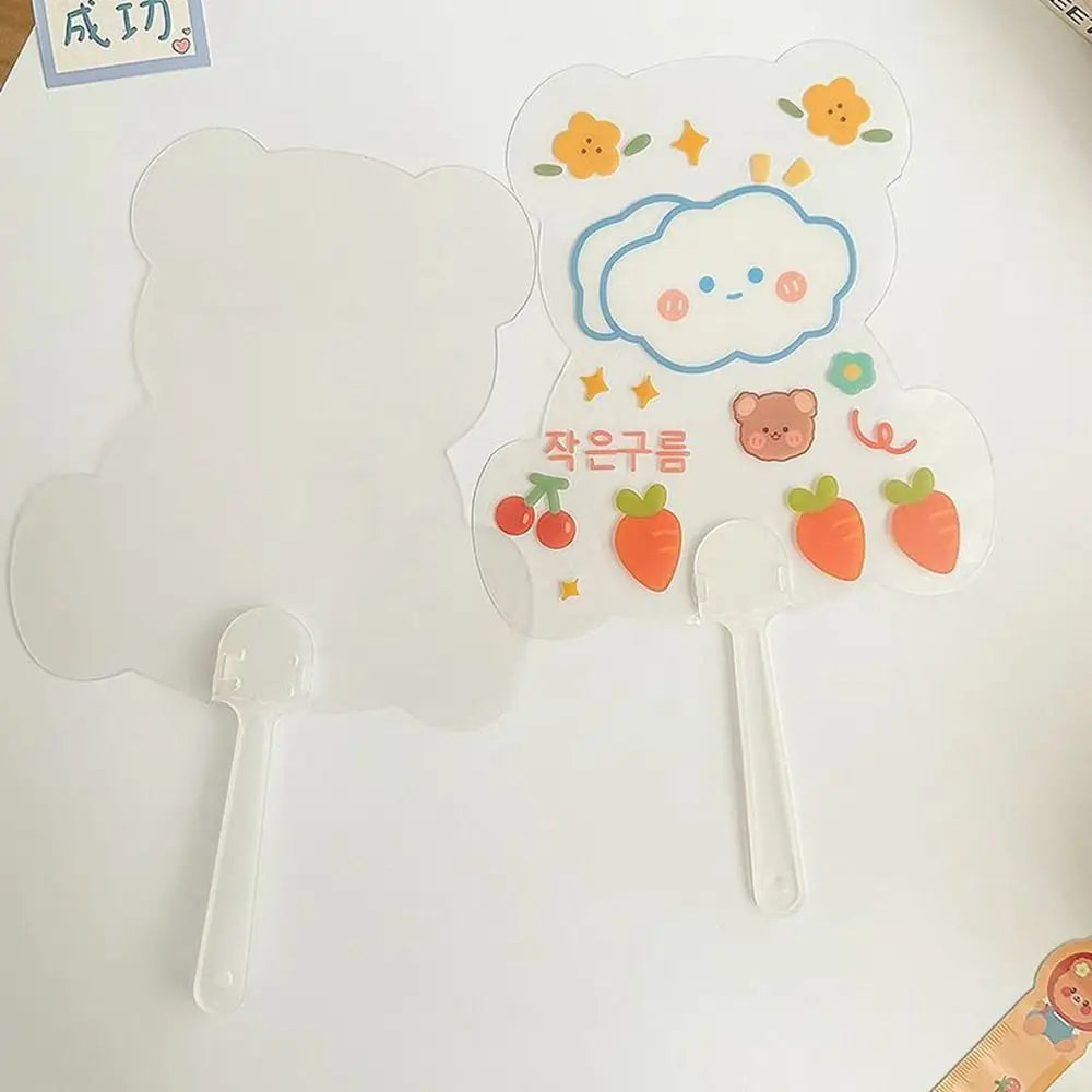 Creative DIY Transparent Hand Fans Handicrafts Cute DIY Blank Fan Portable Graffiti Fan Children's