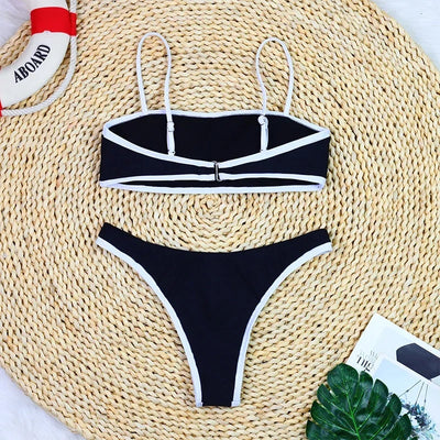 Woman Swimwear 2025 High Waist Bikinis Shorts Women's Swimsuit Luxury Ribbed Two-piece Bathing Suits Summer Bikini Set Swim Suit