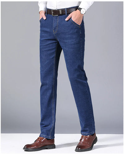 2025 NEW Men's Fashion Business Jeans Classic Style Casual Stretch Slim Jean Pants Male Brand Denim Trousers Black Blue