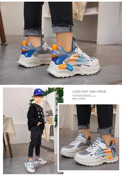 Children's Sports Shoes for Boys Girls Running Sneakers Air Mesh Fashion Classic Boys Casual Shoes Breathable White Blue Pink
