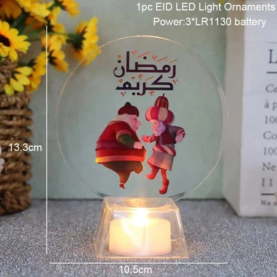 Muslim Ramadan Festival  Decorative Lamp Cartoon Pattern Acrylic LED Candle Night Light for Home Bedroom Atmosphere Decor