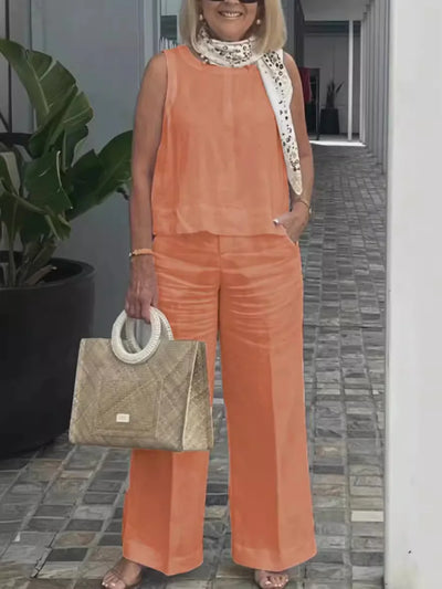 Cotton Linen Comfortable Two Piece Sets Women Outfits 2024 Summer Autumn Solid Casual Tops Pants 2 Piece Set For Women Suit