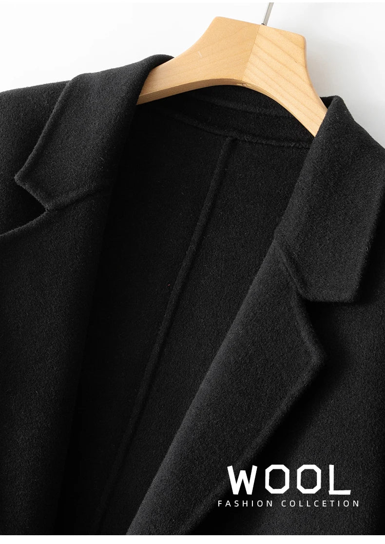 2023 New Women's Coat Pure Wool Plaids and Tweedst Fashion Camel Women's Coat Elegant Trench Coat