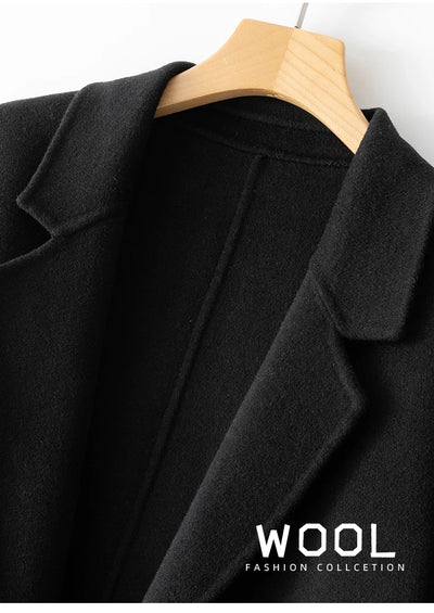 2023 New Women's Coat Pure Wool Plaids and Tweedst Fashion Camel Women's Coat Elegant Trench Coat