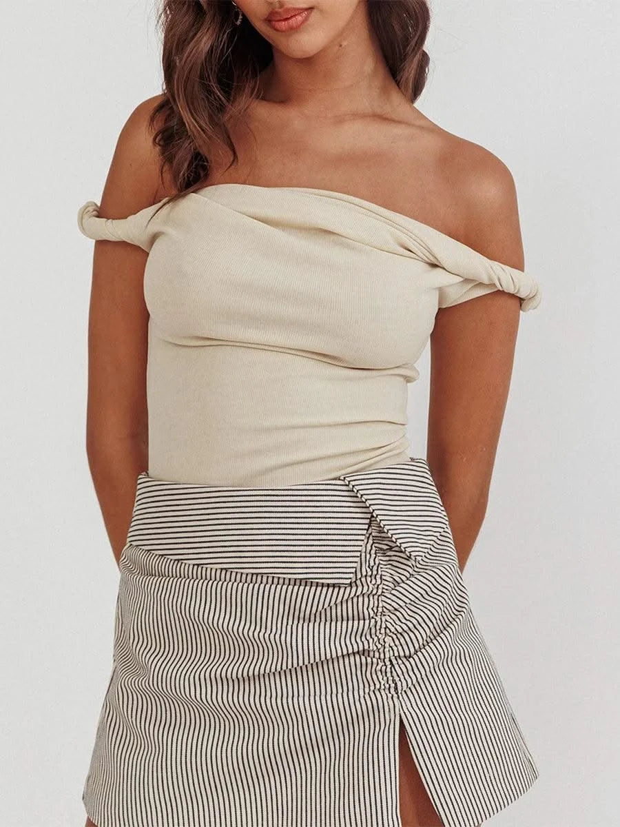 Women Twisted Off Shoulder Tank Tops
