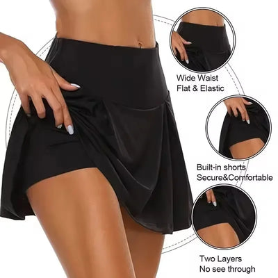 Tennis Skirt with Built-in Shorts Women Summer Mini Skirt Stretch Flowy Golf Skirt Teengirl Balletcore Gym Sporty Outfit