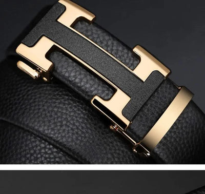 High Quality Alloy Buckle Genuine Real Leather Vintage H Automatic Buckle Belt for Men | Male