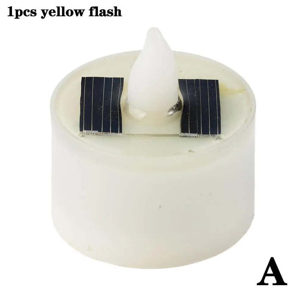 Solar Candle Tea Lamp Smokeless Simulation LED Electronic Candle Lamp Outdoor Christmas Halloween Tea Wax