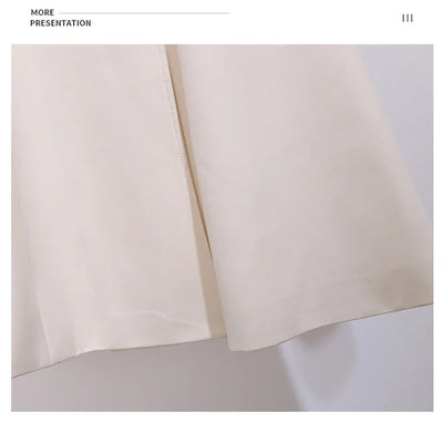 Women's Dress Double Breasted Elegant Dresses for Women 2025 Autumn Off white Dress Belt Knee-Length Solid Fashion Woman Clothes