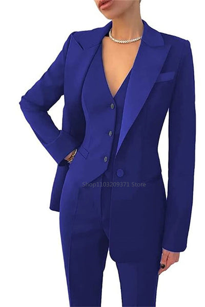 Fashion  Plus Size Women Blazer 3 Pcs Elegant Long Sleeve Suit Jackets Vest and Straight Pants Suit Female  Business Outfits New