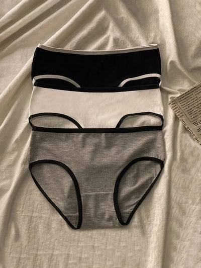 Women Panties Mid-Waist Cotton Solid Simple Sports Underwear Girls'S Briefs Comfortable Breathable Female's Lingerie