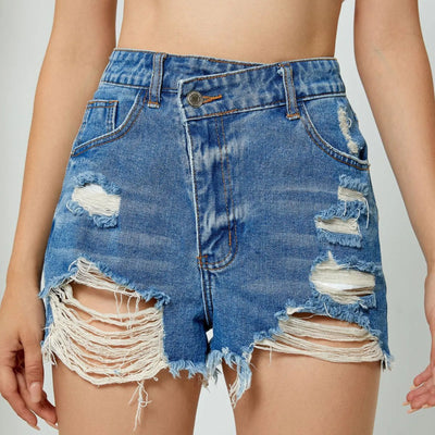 Denim shorts Pants For Women Fashion High Waist Slim Fit Distressed Denim Ripped Holes Shorts Ropa De Mujer Y2k Clothing 2000s