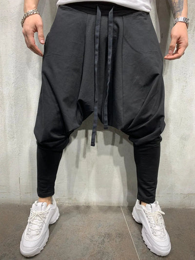 Men's Pants New Hip-hop Trend Trousers Loose Solid Color Small Feet Streetwear Sports Casual Harem Pants Full Length Trousers