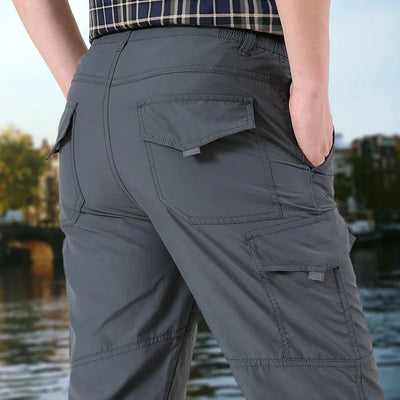2025 Summer Men's Casual Cargo Trousers Outdoor Sports Pants Multi Pockets Tactical Pant Waterproof Camping Fishing Men Clothing