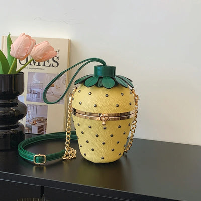 Designer Bolsos women  Shoulder Strawberry shaped rivet  Little Hand Bags Sac Handbags For Girls Ladies Purses And Crossbody