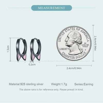 WOSTU Real 925 Sterling Silver Cat Ear Hoop Earrings For Women Lovely Pink Cute Pet Paw Studs Clips Girl Unique Jewelry Gift