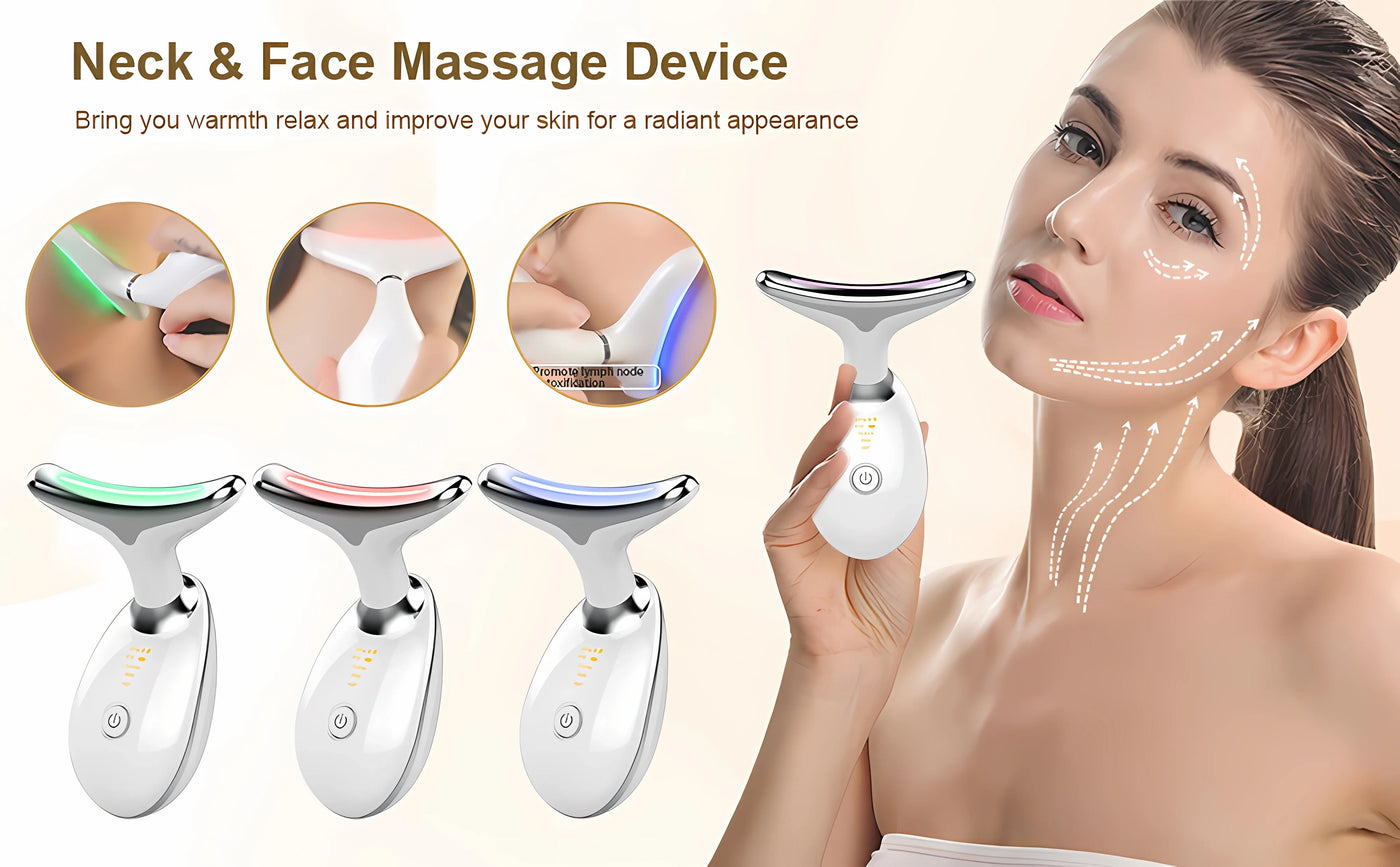 Neck Massager Multi-function to remove neck lines decree lines vibration hot beauty massager EMS electric neck instrument