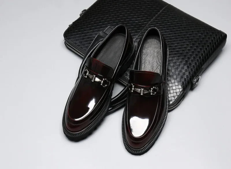 Men's Dress Leather Shoes Horse Street Buckle High Quality Men's Oxford Shoes Wedding Party Office Formal Shoe Large Size 38-48