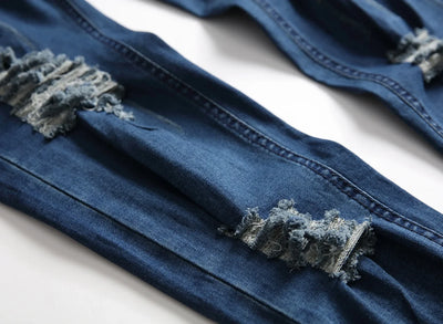 Men's Spring and Autumn Jeans, New Style Retro Casual All-match Ripped Dungarees, Fashionable High Street Trendy Brand Dungarees