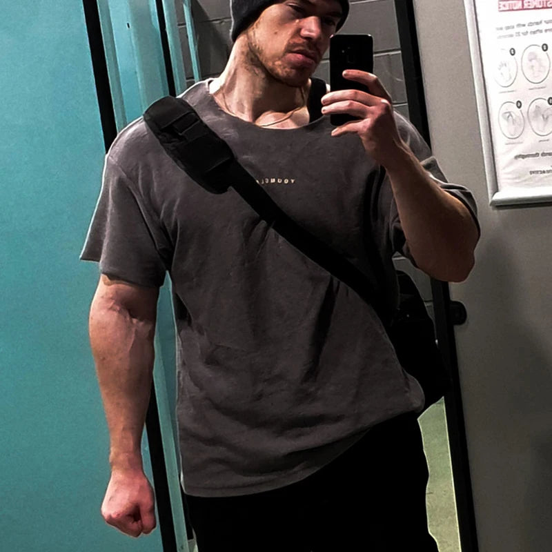 YA New style Oversized T-Shirt Fashion Trend Casual Men's Clothing Summer Loose Cotton Round Neck Print Plus Size Short Sleeves