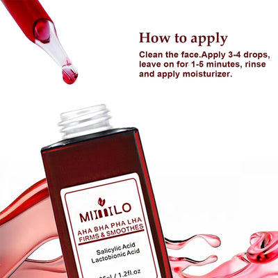 Salicylic Acid serum, gently exfoliates dead skin cells,  AHA, BHA, PHA and LHA, contains glycolic acid, aloe vera leaf