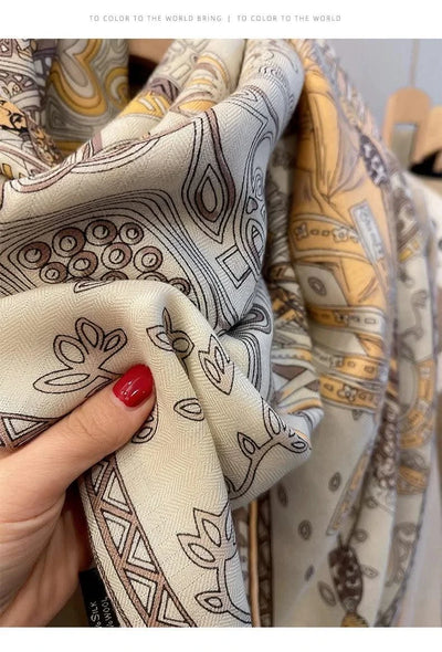 women's autumn and winter silk and wool dual purpose high-end scarves  large