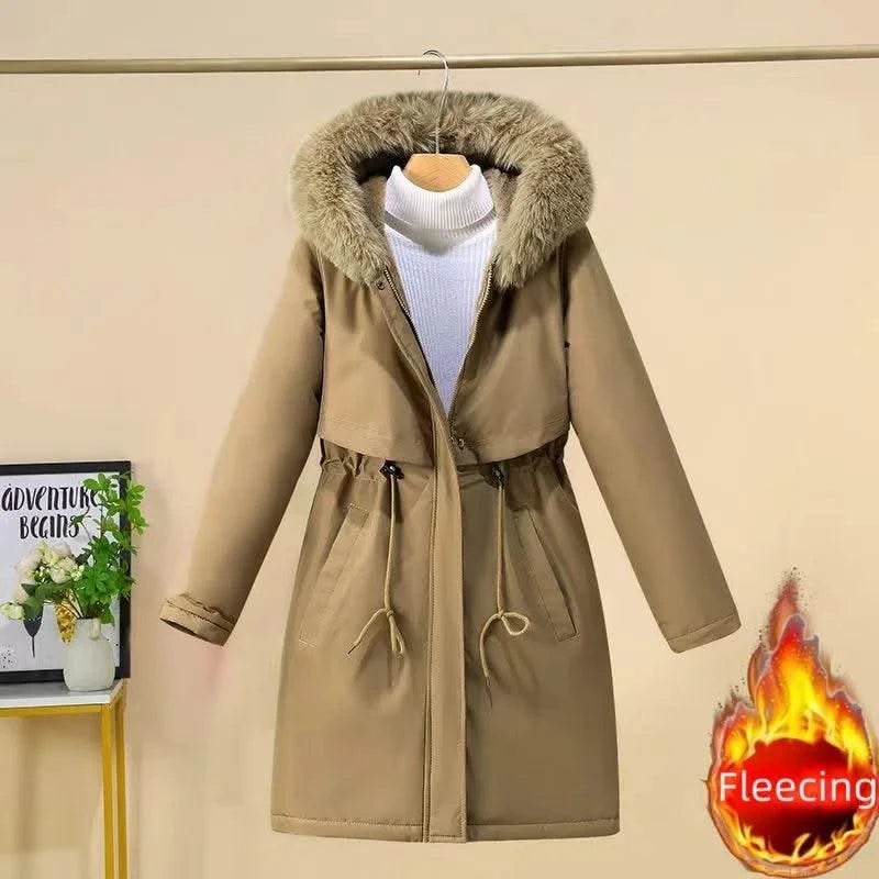 Women's Winter Hodded Fleece Padded Jacket Windbreaker Office Lady In Coats & Jackets Outerwear