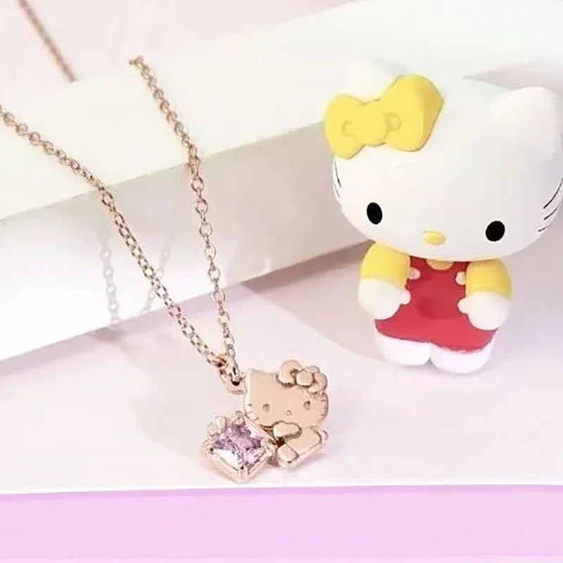 Sanrios Luxury Necklaces Anime Hellokitty Cinnamoroll Clavicle Chain Necklace for Women Jewelry Wedding Party Birthday Girl Gift