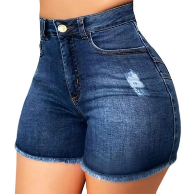 Shorts Denim Washed Women Jeans Tassel Solid High Waist Pockets Sexy Skinny Distressed 2025 Vintage Streetwear Spliced