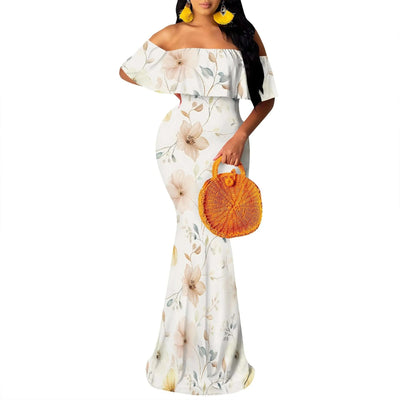 Women's 2025 Summer Trendy Dress Floral Strappy Backless Maxi Dresses Sexy Bodycon Evening Party Long Dress