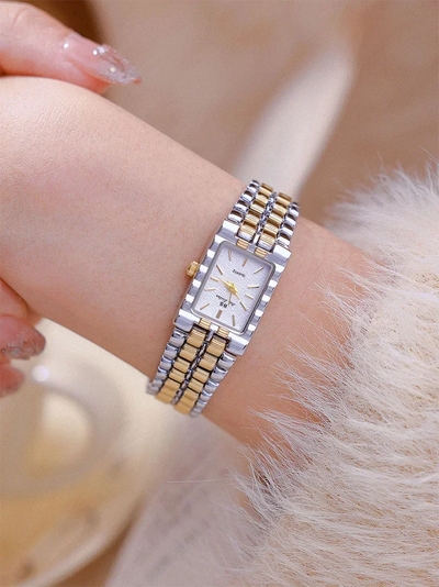 Luxury Ladies' Watch Retro Elegant Gold Silver Small Square Watch High Quality Watchchain Gift Watches For Women