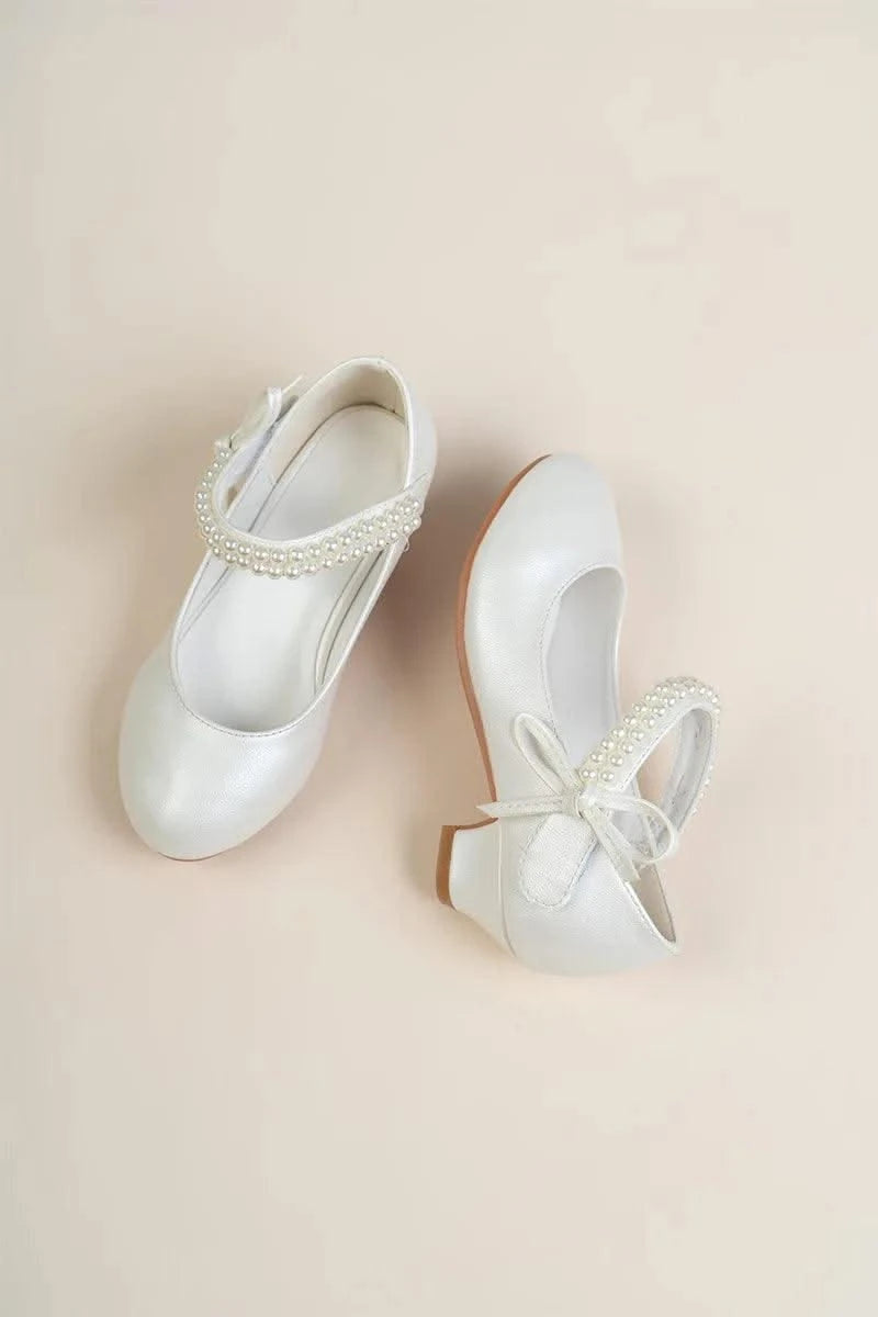 Pearl Crystal Princess Leather Shoes| High Heel Shoes For Kids, Girls, Teen Party | Wedding | Formal Sandals