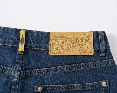 2022 New Summer Denim Shorts For Men Icecream Running Dog Trendy Brand Half Cut Emboridery Logo Unique Punk Mid Waist Jeans