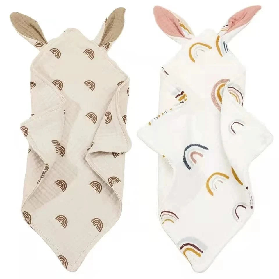 Baby Rabbit Cotton Muslin Comforter Sleeping Dolls |Blanket | Soft Soothe Appease Towel |Bibs| Burp Cloths Infant