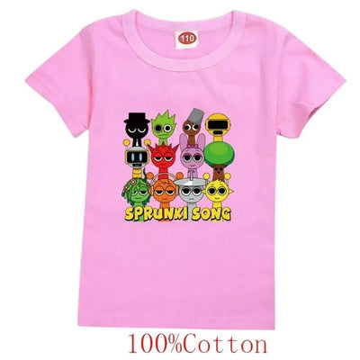 Camisas Sprunki Incredibox Figuras Kids Game Sprunky Tshirt Boys Short Sleeve Tops Girls Cartoon Clothes Children Summer Clothes
