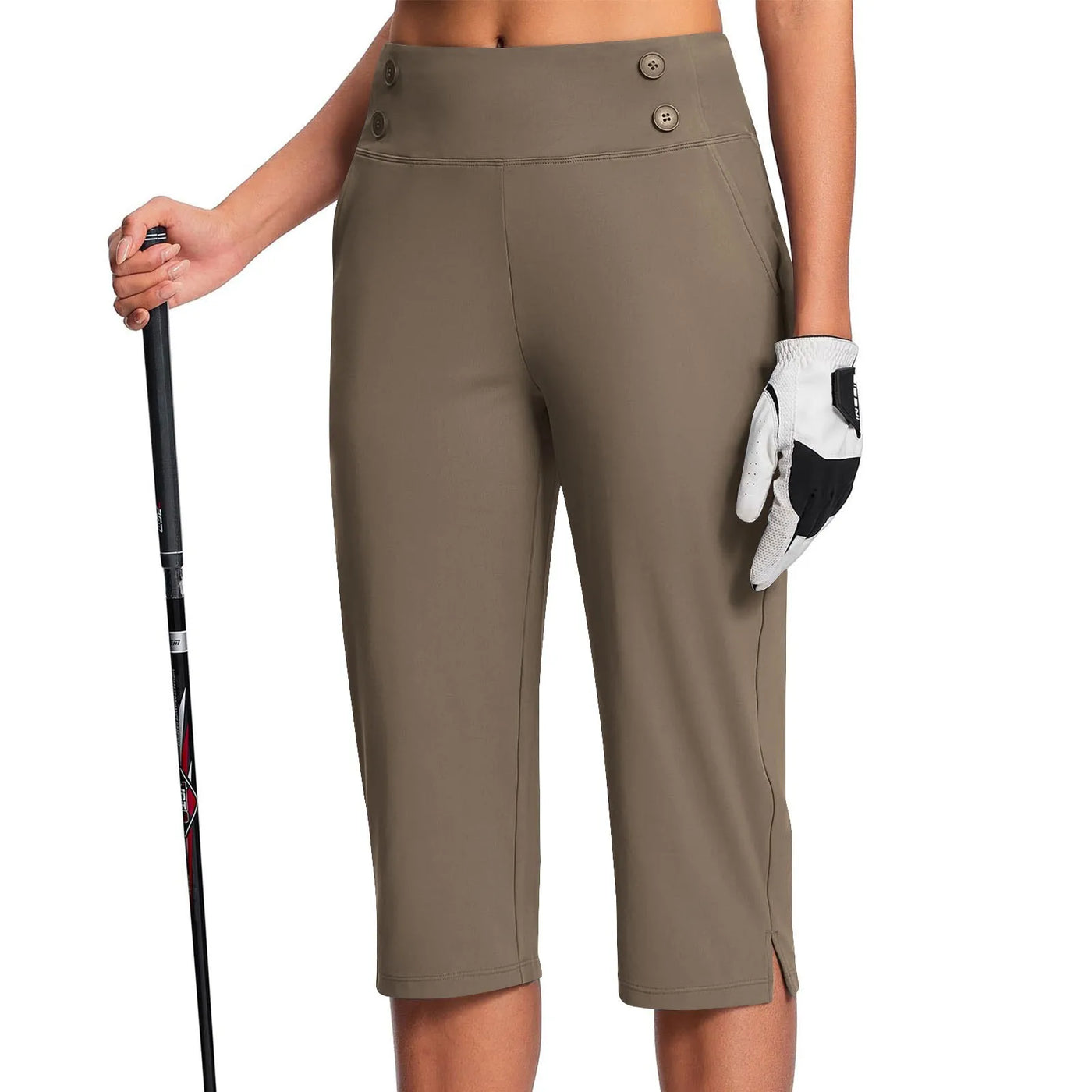 Women Elastic High Waist 3/4 Pant Casual Active Fit Wide Capris Leg Pants Trousers With Pockets Pants Woman брюки женские
