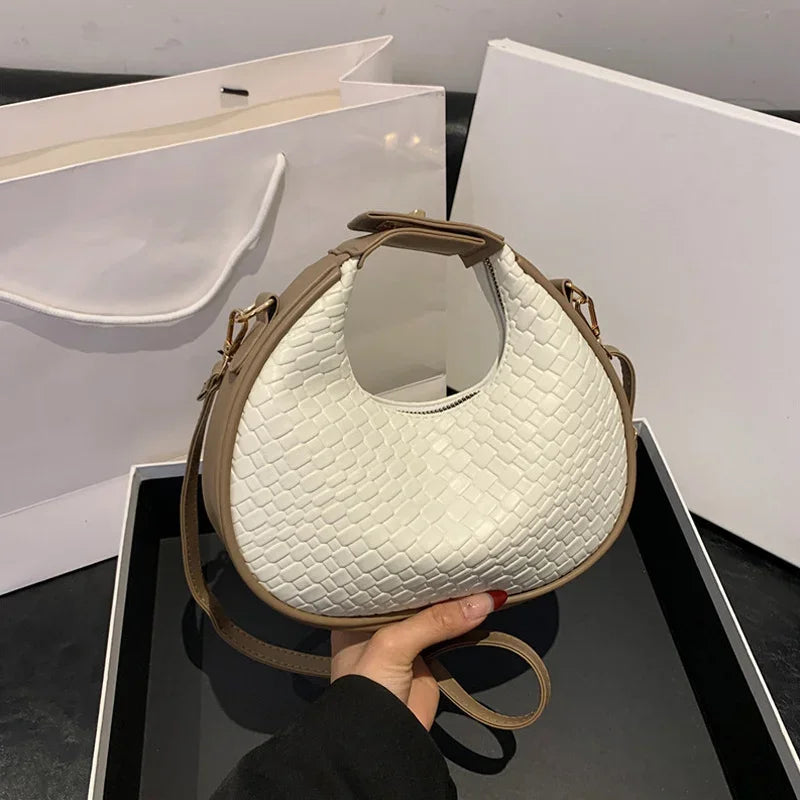 PU Leather Shoulder Bag Fashion Solid Color Lattice Crossbody Bag Small Bag Ladies Trend Luxury Designer Handbags