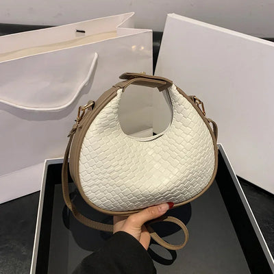 PU Leather Shoulder Bag Fashion Solid Color Lattice Crossbody Bag Small Bag Ladies Trend Luxury Designer Handbags