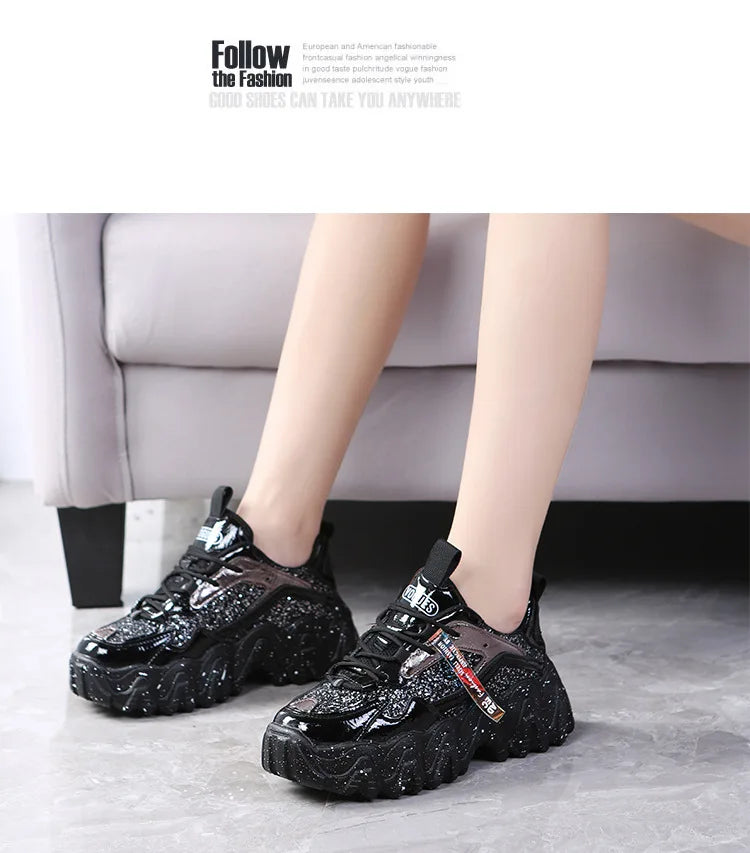 Woman’s Casual Sneakers Reflective Designer Tenis Shoes for Women Brand Fashin Platform Shoes Basket Sports Femme Walking Shoes