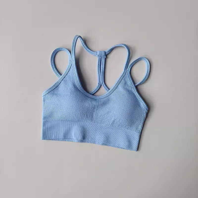 Women Breathable Sports Bra Shockproof Fitness Tops Gym Crop Top Brassiere Push Up Sport Bras Gym Workout Top Seamless Yoga Bra
