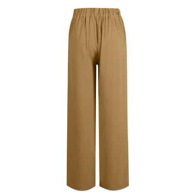 Wide Leg Pants Elastic High Waist Casual And Versatile Suit Pants For Female Simple Fashion Nine Length Trousers With Pockets