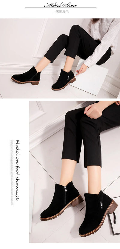 Women Boots 2024 Autumn Winter Boots Female Shoes Brand Ladies Ankle Heels Shoes Woman Suede Leather Boots