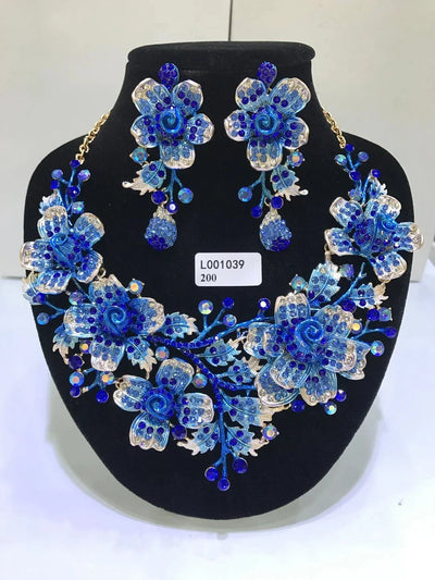 Women Luxury Necklaces Set Wedding Delicate Fashion Jewelery Set Crystal Rhinestone Earrings Jewelry Sets