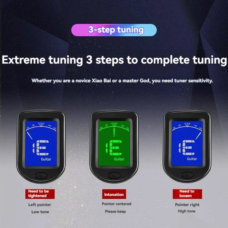 NEW Rechargeable Guitar Tuner For All Instruments Clip on Electronic Tuner for Guitar Bass Ukulele Violin Mandolin Banjo