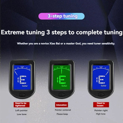 NEW Rechargeable Guitar Tuner For All Instruments Clip on Electronic Tuner for Guitar Bass Ukulele Violin Mandolin Banjo