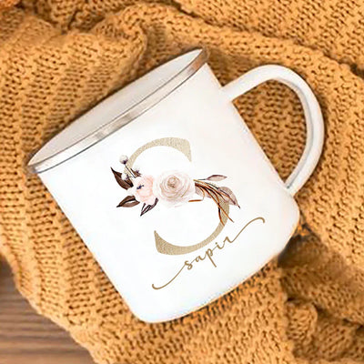 Floral Print Mugs Custom Name Coffee Juice Cups Wedding Bachelor Party