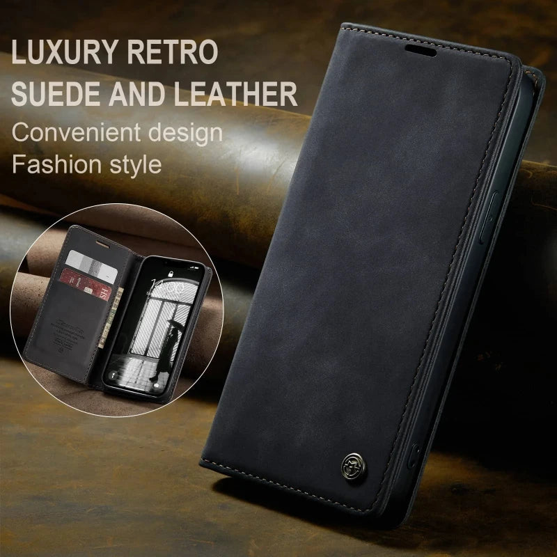 Flip Wallet Case for iPhone 16e 2025 Magnetic Folio Leather Cover with Card Holder Kickstand Shockproof Durable Protective Shell