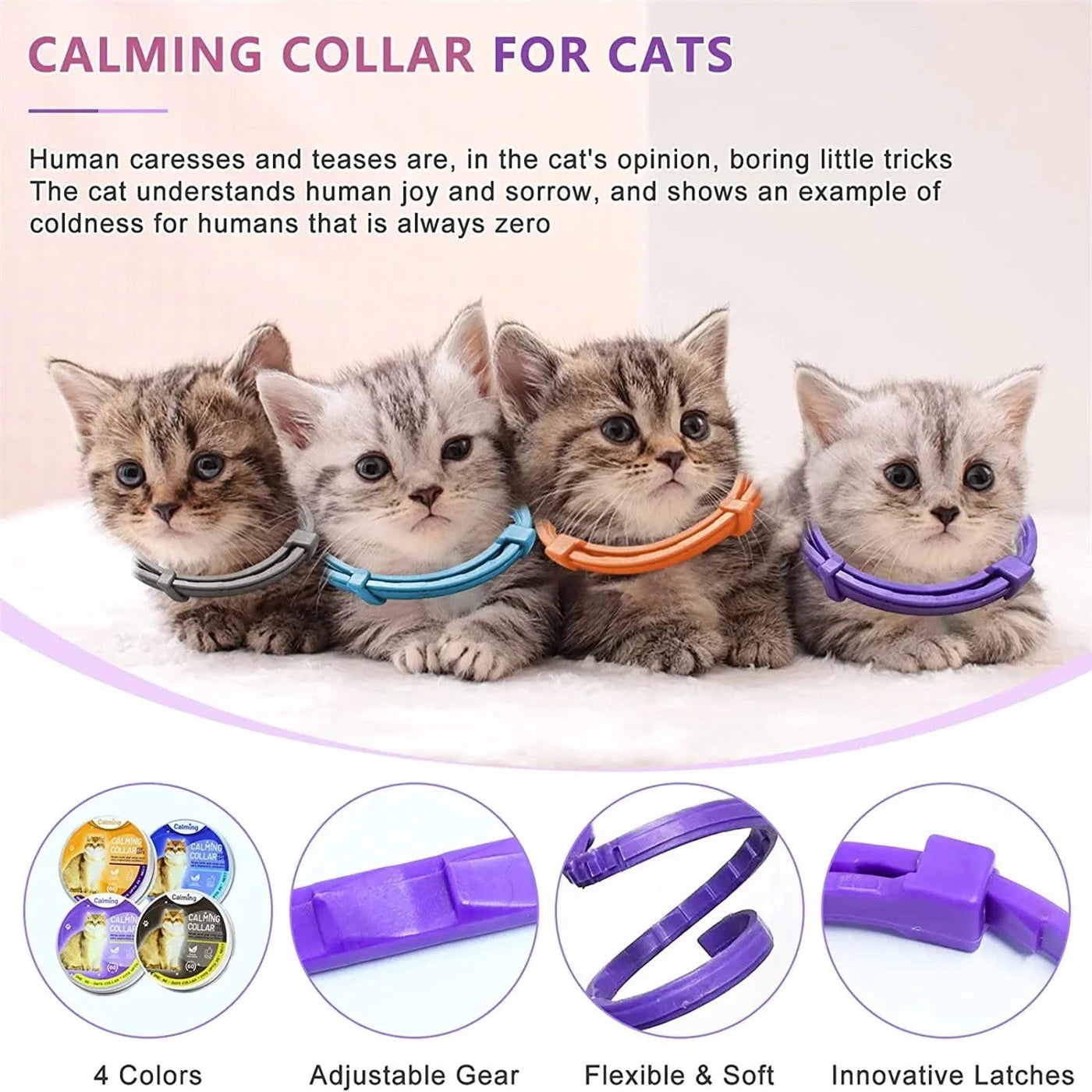 Pet Calming Collar for Dog Cat Waterproof  Adjustable Breakaway Pheromone Collar Reduce Stress Anxiety Relief Collar Pet Supply
