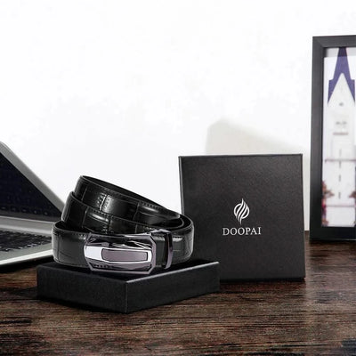Men Belts Leather Automatic Alloy Buckle Belts